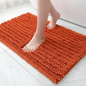 FLOLEOPA Soft Plush Microfiber Bathroom Rugs, Absorbent Bath Rugs Non Skid Machine Wash Dry Bath Mats for Tub, Shower and Bath Room Floor Mats (Burnt Orange, 20x32 inches)