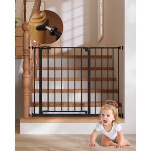 InnoTruth 28.9-42.1" Baby Gate for Stairs & Doorways, 30" Tall, Extra-Wide Dog Gate with 2-Way Swing, Easy Walk-Through & Dual Lock, Pressure Mount Child Safety Gate for Indoor Use  Black