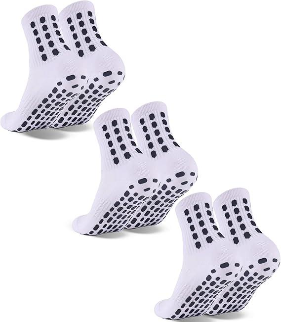 3 Pairs Kids Grip Soccer Socks Cushioned Non Slip Football Athletic Sports Socks for Boys Girls. Size Large