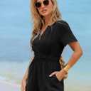 Simplee Women's Summer Dressy Casual Short Sleeve Cute Rompers Empire Waist Flowy Dress (Black, S)