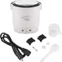 Omabeta Portable Rice Cooker for Travel Mini 12V 100W 1L Electric Portable Multifunctional Rice Cooker Food Steamer for Cars Can be Used As Electric Lunch Box(white)