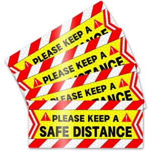 2 x 4 Pack Magnet Car Bumper Sticker | Please Keep A Safe Distance| New Drivers Sticker Safety Warning, Magnetic Reflective Driver Bumper Sticker for Car Bumper Truck Window Auto Vehicles