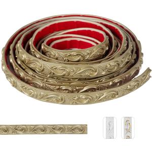 0.8" x16.4FT Champagne Gold Crown Molding Trim - Peel and Stick 3D Floral Wall Trim for Mirror Frames, Furniture & Ceiling Decor (Self-Adhesive PVC)