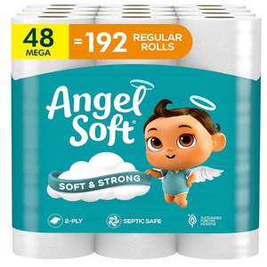 Angel Soft Toilet Paper, 48 Mega Rolls = 192 Regular Rolls, Soft and Strong Toilet Tissue