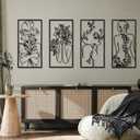 4 Pcs Metal Wall Art Decor Minimalist Abstract Woman Wall Art Line Drawing metal line art Home Hanging Art Decor for Bedroom Kitchen Bathroom Living Room, (Fresh, Black)