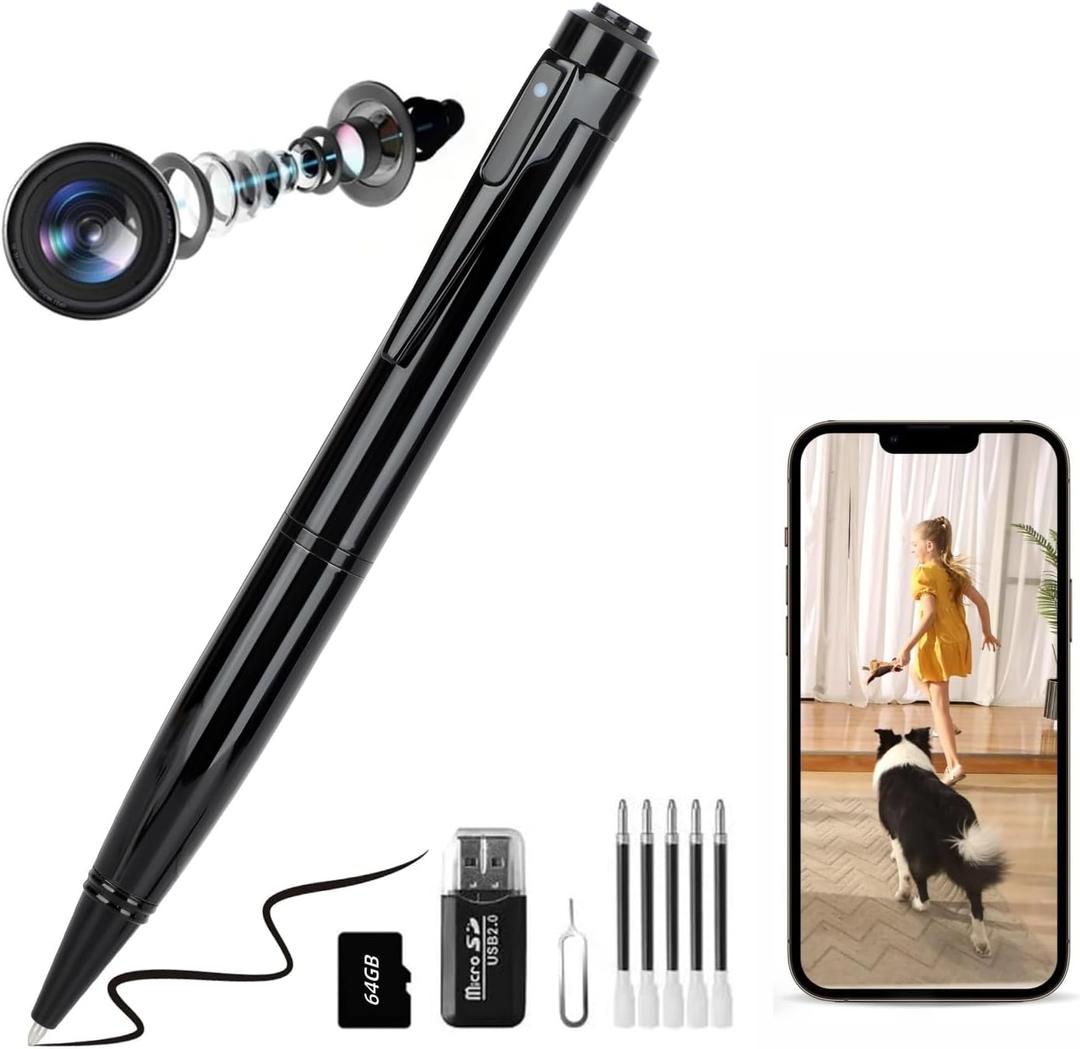 64G&1080P Mini Camera Pen,Long Battery Life, Easy to Use, Nanny Cam Security Cameras,Pen Camera for Capture Every Moment