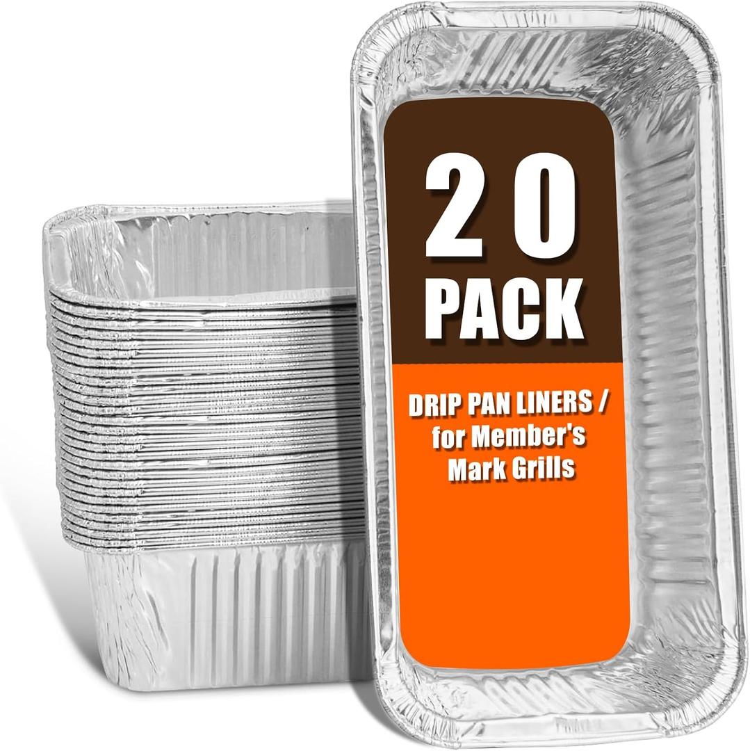 Grease Tray Liner for Members Mark 4-Burner & Pro-Series 5-Burner Flat Top Gas Griddle Drip Pan Accessories, Disposable Grease Container for SAMS Club 36" Griddle Aluminum Foil Liner, 20 Pack