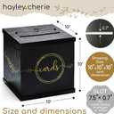 Black & Gold Card Box, Large 10 Gift Card Holder for Wedding Reception, Graduation Party, Funeral Memorial, Birthday, Bridal & Baby Shower, Retirement, Donation Basket, Money, Envelope Box with Slot