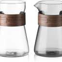Bincoo 16oz Glass Coffee Carafe with Wood Heat-Resistant Layer, Coffee Decanter Coffee Server for Pour Over, Coffee Pot, Clear
