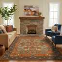 GarveeHome Tibetan Tiger 5x7 Area Rugs, Boho Terracotta Washable Rugs for Living Room, Vintage Tribal Soft Animal Print Throw Rug Non Slip Ultra Thin Stain Resistant Floor Carpet for Office Bedroom