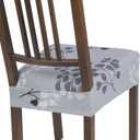 SearchI Stretch Dining Chair Seat Covers Set of 4, Soft Removable Washable Seat Covers for Dining Chairs, Dining Room Seat Cover Protector (Rear-Covered, Leaf Pattern)