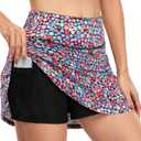 Fulbelle Tennis Skirts for Women with Pockets High Waisted Athletic Golf Skorts Skirts (Small, 2 Colorful Flower)