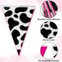 5Pcs 41 Ft Cowgirl Party Decorations Western Cowgirl Pennant Banner Pre-Assembled Pink Triangle Flag Bunting for Western 80s 90s Disco Cowgirl Birthday Party Supplies