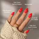 Valentines Day Glamnetic Press On Nails - Red Flag | Short Almond Fake Nails in Vibrant Bright Red Hue with a Glazed Finish, Salon Quality | 15 Sizes - 30 Nail Kit with Glue