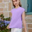ZDC Girls Short Cap Sleeve T Shirts Kids Crewneck Summer Tops Basic Tees 5-14 Years (White)