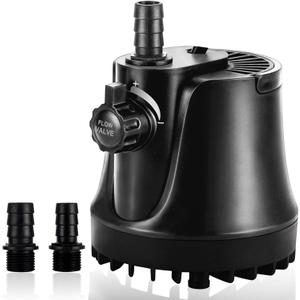 AQQA Submersible Aquarium Water Pump,265GPH 1000L Fish Tank Pump Ultra-quiet Fountain Pump,Adjustable Flow Rate With High Lift,2 Nozzles 6ft Power Cord For Aquarium,Fish Tank, Pond, Hydroponics 15W