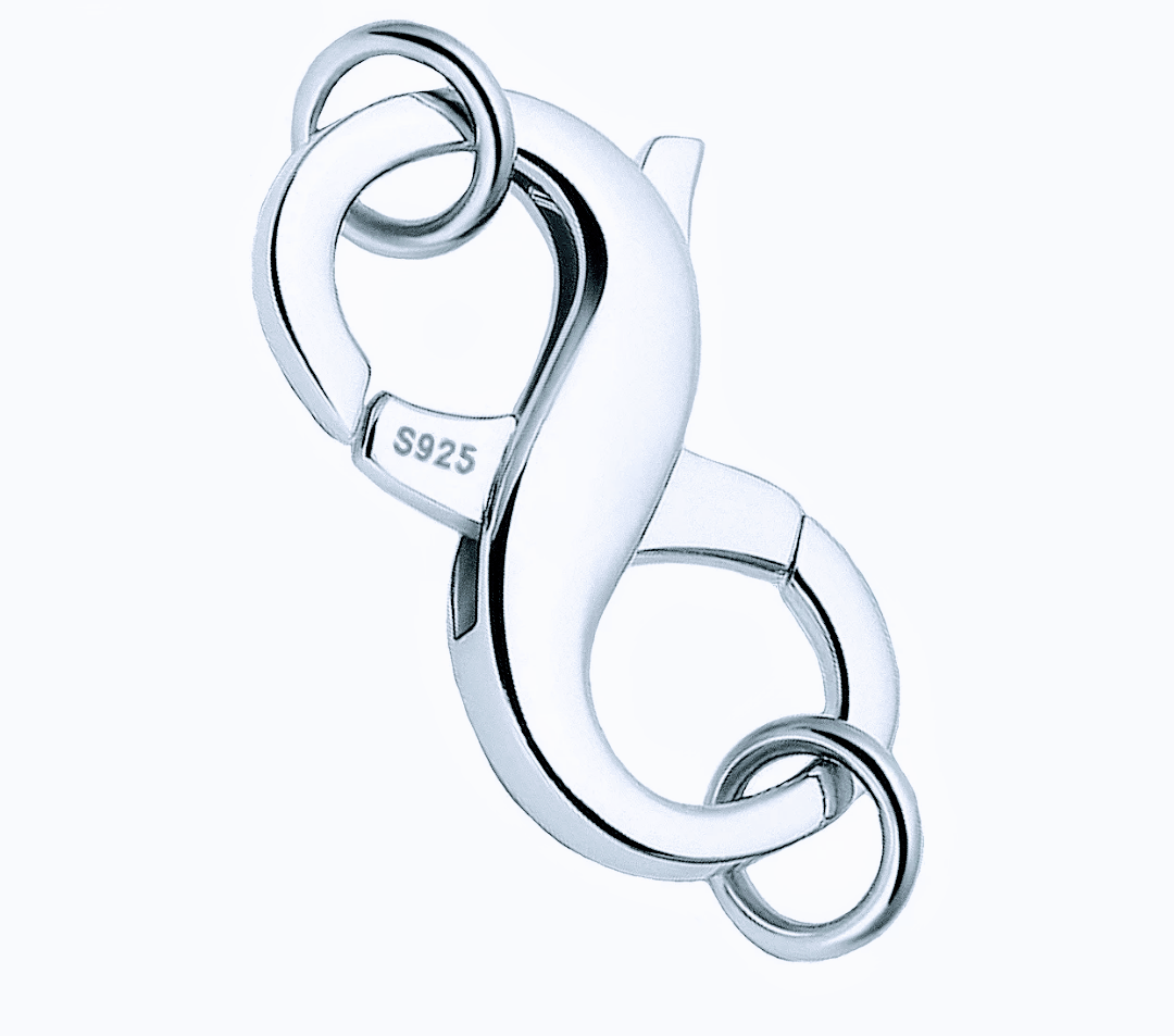 Roizsx Double Opening Lobster clasp-925 Sterling Silver Necklace Clip Shortener Charm Clasp with Closed Jump Rings for Necklaces Bracelet Or Jewelry Making, Made in Italy.