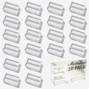 Mutualsign 4 inches Acrylic Stand, 20 Pcs Table Number Holder, Clear Acrylic Sign Holder Place Card Holders for Wedding, Business, Conference(Clear- 4"-20pack)