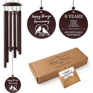 Bronze Anniversary 8 Year Gifts – Bronze Wind Chimes – 8th Anniversary Romantic Gifts for Him, Her, Men, Women, Couples