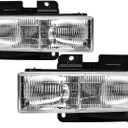 Headlights Assembly Compatible With 1988-2000 Chevy GMC C/K 1500 2500 3500,1992-1999 CHEVY GMC C/K 1500 2500 SUBURBAN,1995-2000 Tahoe,1992-1994 Blazer Head lamp 2Pcs Replace For GM2502101, GM2503101