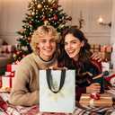 STYPOP 16 Pack 10" Christmas Gift Bags Medium Size with Tissue Paper, Reusable Non-Woven Christmas Tote Bags with Handles, Perfect for Holiday Gift Wrap/Party Favor Supplies, 10.2"  8.3"  4"