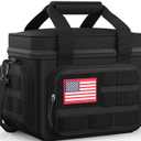 HOTOR Lunch Box for Men & Women - Insulated Lunch Bag with Multiple Pockets, Tactical Cooler Bag for Work, Hiking, Camping, Fishing, Travel, Black, 11.0" x 8.3" x 7.1"