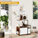 Snughome Cat Tree with Litter Box Enclosure, 3-in-1 Modern Cat Tower for Indoor Cats, 67.32 Hidden Cat Litter Box Furniture with Cat Condo, Food Station and Hammocks, All-in-one Cat Furniture