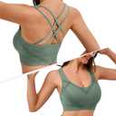 Sports Bras for Women Medium Support Cross Back Strappy Sports Bra Padded Workout Yoga Bras for Women Gym Tops, Green, XL (Green, XL)