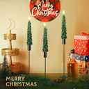 Honoson 3 Sets Flameless Christmas Tree Taper Candles with Holders Remote Control, LED Taper Candles Battery Operated Flickering Candlesticks for Holiday Window Fireplace Decor (Black)