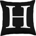 Cute & Classy Black White Monogram Letter H Throw Pillow (18x18)