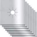 Stove Burner Covers, 0.3 MM Double Thickness, 8 Pack, Gas Stove Burner Liners, Non-stick Reusable Gas Range Stove Top Covers for Kitchen, Cuttable, Easy to Clean, Silver, Size 10.6” x 10.6”