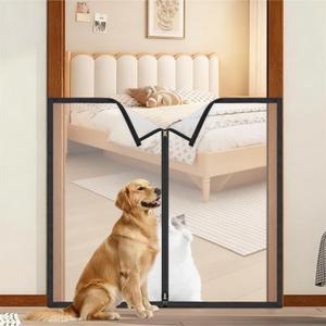 32" H x 38" W Dog Screen Mesh Gate Portable Puppy Safety Fence No Drilling Dog Gates Indoor Outdoor Pet Safety Guard Essentials for Stairs Doorways Deck Porch Hallways Patio