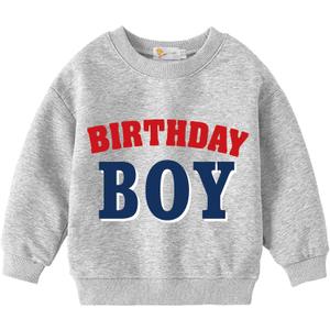 Tkria Birthday Boy Shirt for Toddler Boys Outfit Graphic Tee Kids Gift Short Sleeves T-Shirt, 6 Years (Grey2-long Sleeve)