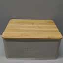 ZICOTO Beautiful Bread Box With Wooden Lid For Your Kitchen Countertop - Spacious Container Perfectly Stores Your Homemade Bread, English Muffins & Bagels - Quality Cutting Board Lid Keeps Loaf Fresh (Fog)