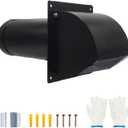 8 Inch Black Hooded Wall Vent Cover with Screen and Damper