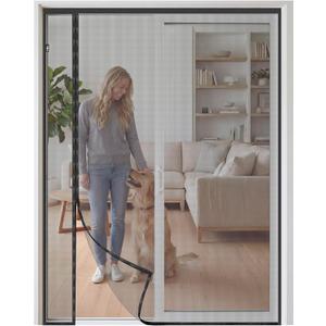 Reversible Side Opening Magnetic Screen Door for Double Door (72 x 80 Inch), Heavy Duty Fiberglass Mesh with 25 Pairs Magnets, Fits Patio Sliding& French Door, Unblocked View