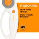 Fiskars 45mm Rotary Cutter for Fabric with Ergonomic Loop Grip, Premium Steel Rotary Fabric Cutter Blade for Precise Cuts, Arts and Crafts, Sewing Supplies and Quilting Tools
