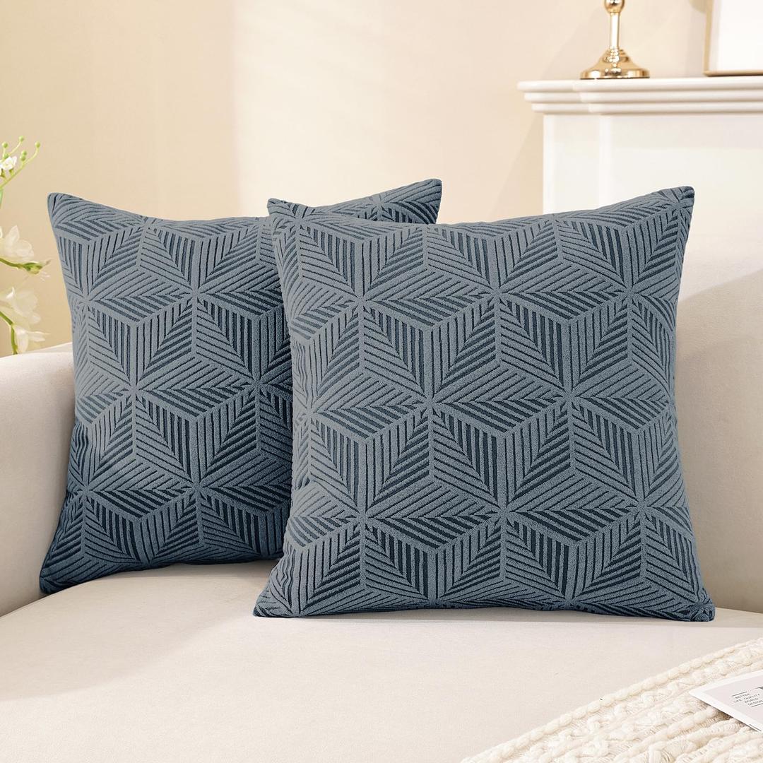 SYSLOON Decorative Throw Pillow Covers 18x18 Inch Set of 2,Pillow Covers for Couch Square Pillow Covers Home Decor Living Room Bed,Dark Gray