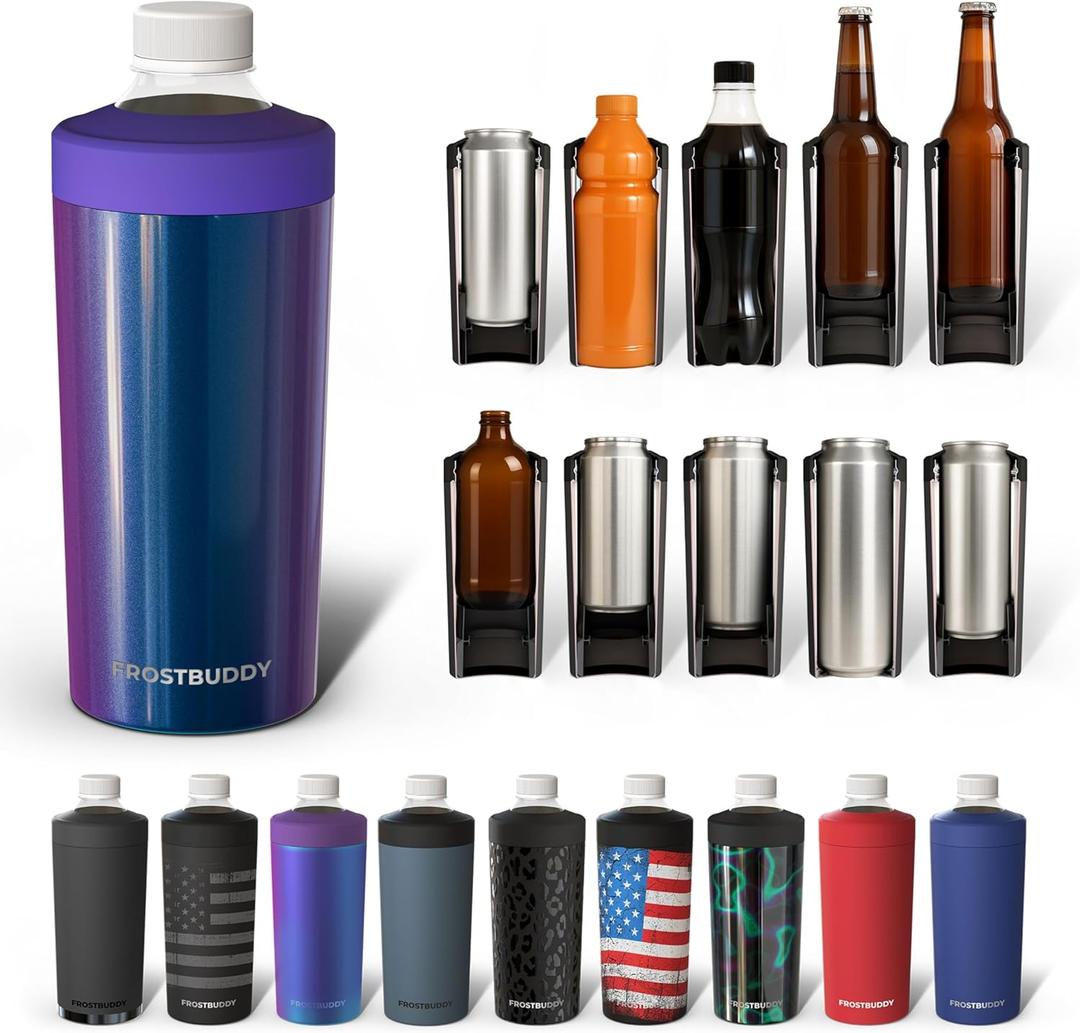 Universal Buddy XL Can Cooler by Frost Buddy - Fits 12-ounce, 16-ounce, 20-ounce, and 24-ounce Cans and Bottles - Keep Your Drinks Refreshingly Chilled for over 12 hours (Nebula Glitter)