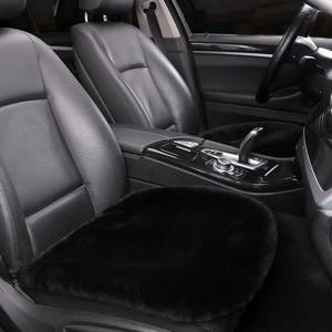 LLB Genuine Sheepskin Car Seat Cushion Seat Covers for Cars Trucks SUV Comfort Seat Protector Pad for Car Driver Seat Car Accessories for Women Office Chair Car Decor (Black Front Seat Cushions-2 Pcs)