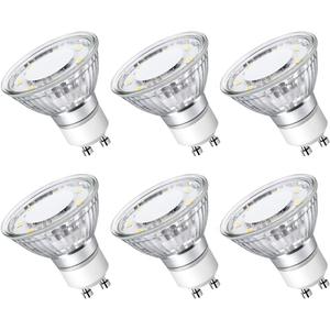 Lepro Non-Dimmable GU10 LED Light Bulbs, 5000K Daylight White GU10 Bulb Replacement for Recessed Track Lighting, 4W LED Bulbs with 100Flood Beam for Kitchen, Range Hood, Living Room, Bedroom, 6 Pack