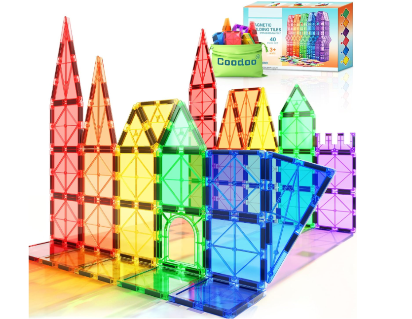 Magnetic Tiles Kids Toys STEM Magnet Toy for Toddler Magnetic Blocks Building Preschool Learning Sensory Montessori Toys for 3+ Year Old Boys and Girls, Safe Creativity Toddler Kids Toy