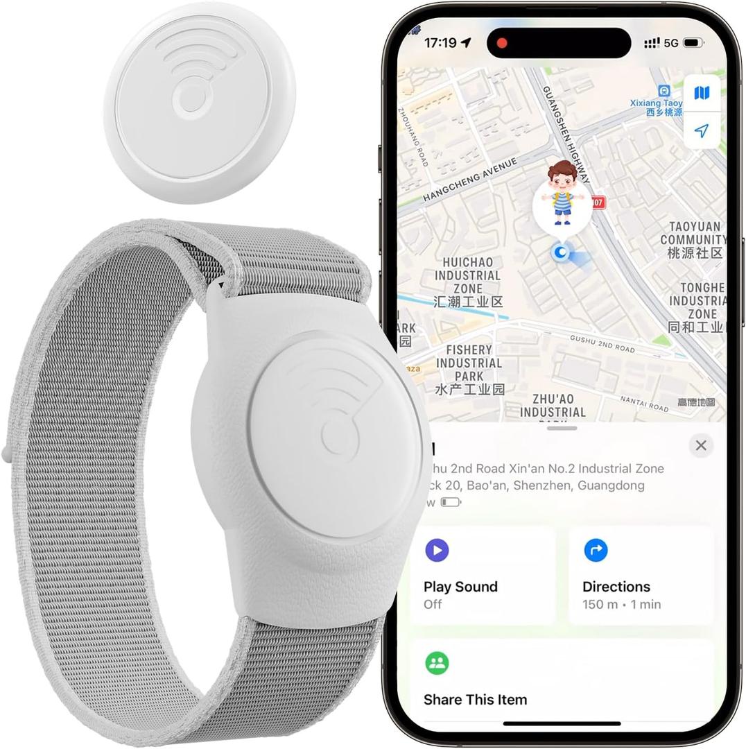 GPS Tracker for Kids, Teen, Special Needs, Elderly, Real-Time GPS Tracker Works with Find My (iOS Only) APP, Mini Hidden Tracker for Kids for iOS, Waterproof Tracking Device for Kids, No Monthly Fee (Black)