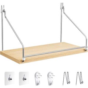 9 x Fabric Wall Cubicle Shelf Organizer, Office Cubical Accessories for Work, Cubicle Wall Decor Hooks for Bedroom Office, No Drill Shelf (with Adhesive Hook, Concrete Walls Hooks (1 Pack)