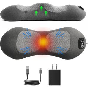 Triple Fusion Back Massager with Stretching, Vibration and Heat, 3-in-1 Electric Lumbar Pillow for Lower Back Tension Relief, Deep Tissue Relaxation Massage for Home, Office, Bed, Sofa, and Car Use (Black-Basic)