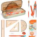 YPLUS Geometry Set for Students, Math Protractor Compass with Rulers Mechanical Pencil, Box of Protactors Kit for Class Supplies and School Kids Toddler - 12 Pcs, Back to School Supplies for Kids