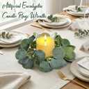 20 PCS Candle Rings - Artificial Eucalyptus Leaves Candle Wreaths Greenery for Pillar Fireplace Wedding Table Centerpieces Farmhouse Home Kitchen Decor