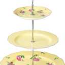 BTaT- 3 Tier Dessert Stand, Yellow, Afternoon Tea Stand, Porcelai Dessert Tower, 3 Tier Tea Sandwich Stand, Tiered Plate Stand, Tiered Plate Stand, Tea Party Tray 3 Tier