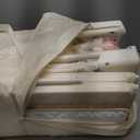 ANGELBLISS Baby Bassinet Bedside Crib, Pack and Play with Mattress, Diaper Changer, One-Push Setup Playards from Infants to Toddlers (Beige)