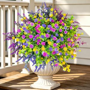 Artificial Flowers for Outdoors UV Resistant, 12 Bundles Realistic Daisy Faux Flowers with Bendable Stems for Planter Porch Garden Wedding Decor, Fade-Proof Multi-Color 35cm